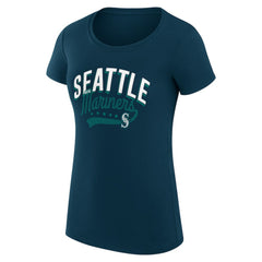 Seattle Mariners G-III 4Her by Carl Banks Women's Super-Slim Fit Lightweight Filigree Team T-Shirt Navy