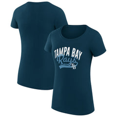 Tampa Bay Rays G-III 4Her by Carl Banks Women's Super-Slim Fit Lightweight Filigree Team T-Shirt Navy