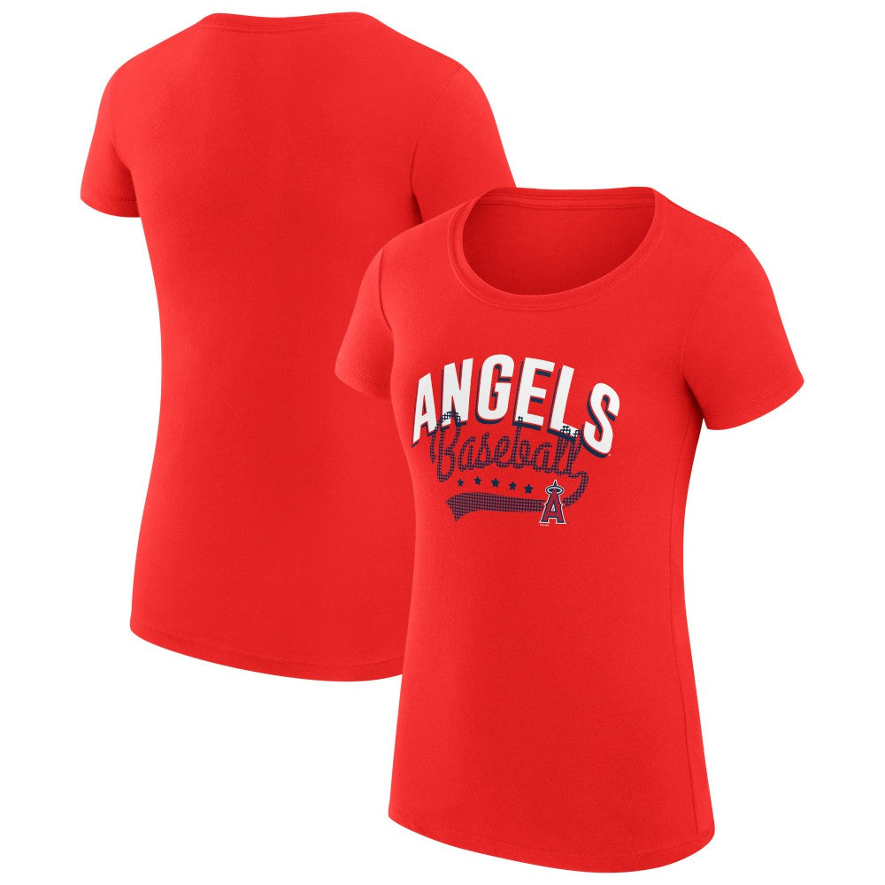 Los Angeles Angels G-III 4Her by Carl Banks Women's Super-Slim Fit Lightweight Filigree Team T-Shirt Red