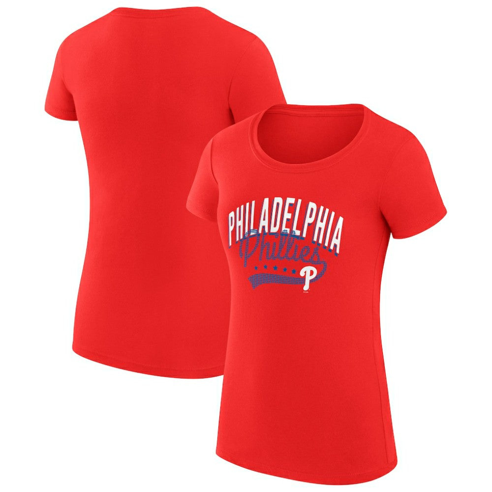 Philadelphia Phillies G-III 4Her by Carl Banks Women's Super-Slim Fit Lightweight Filigree Team T-Shirt Red