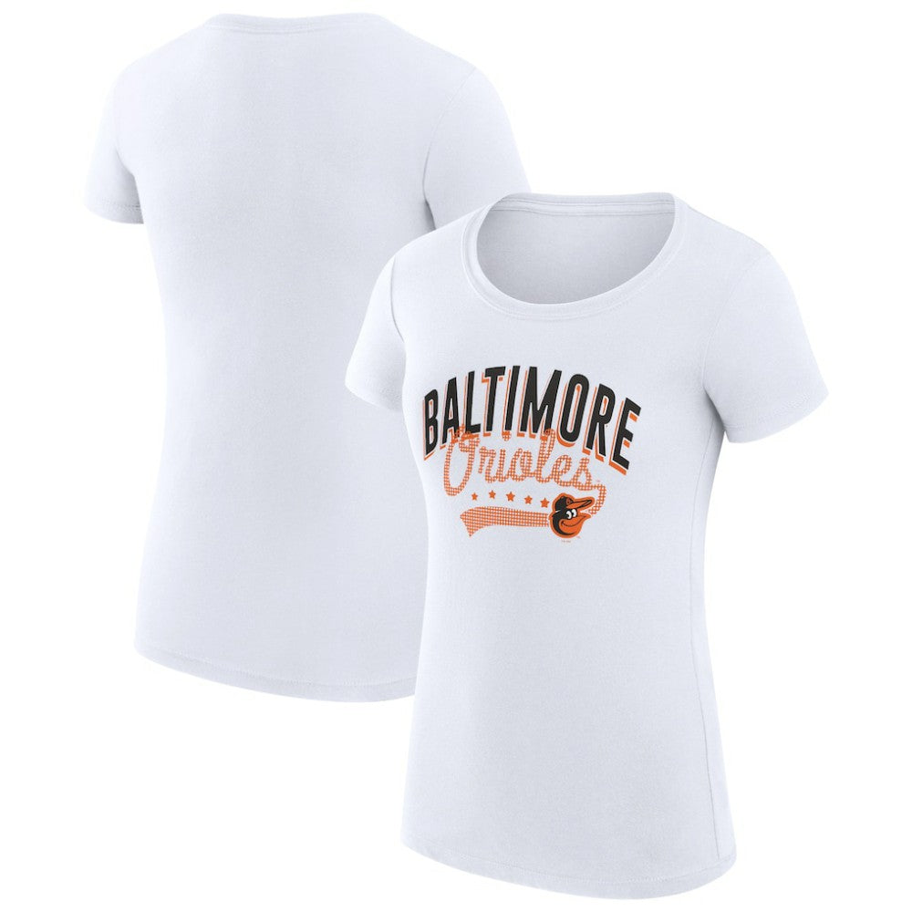 Baltimore Orioles G-III 4Her by Carl Banks Women's Super-Slim Fit Lightweight Filigree Team T-Shirt White