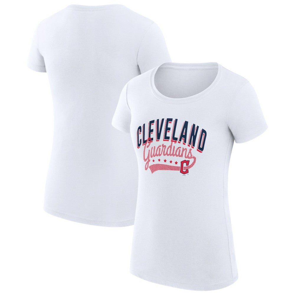 Cleveland Guardians G-III 4Her by Carl Banks Women's Super-Slim Fit Lightweight Filigree Team T-Shirt White