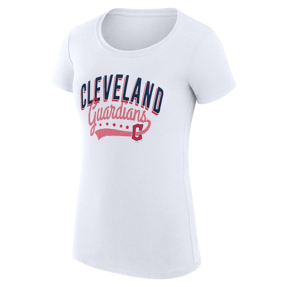 Cleveland Guardians G-III 4Her by Carl Banks Women's Super-Slim Fit Lightweight Filigree Team T-Shirt White