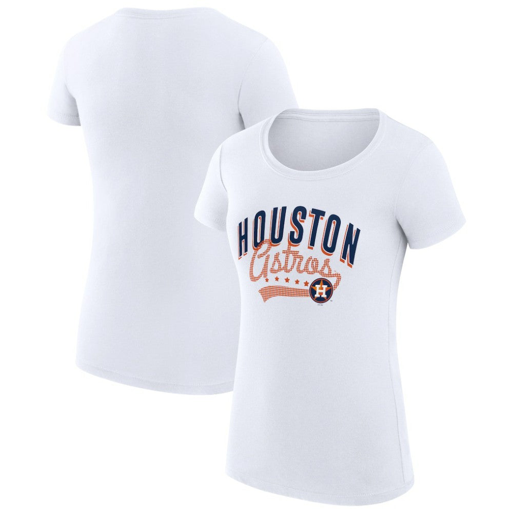 Houston Astros G-III 4Her by Carl Banks Women's Super-Slim Fit Lightweight Filigree Team T-Shirt White