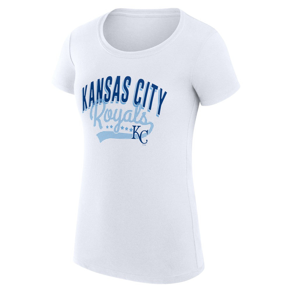 Kansas City Royals G-III 4Her by Carl Banks Women's Super-Slim Fit Lightweight Filigree Team T-Shirt White
