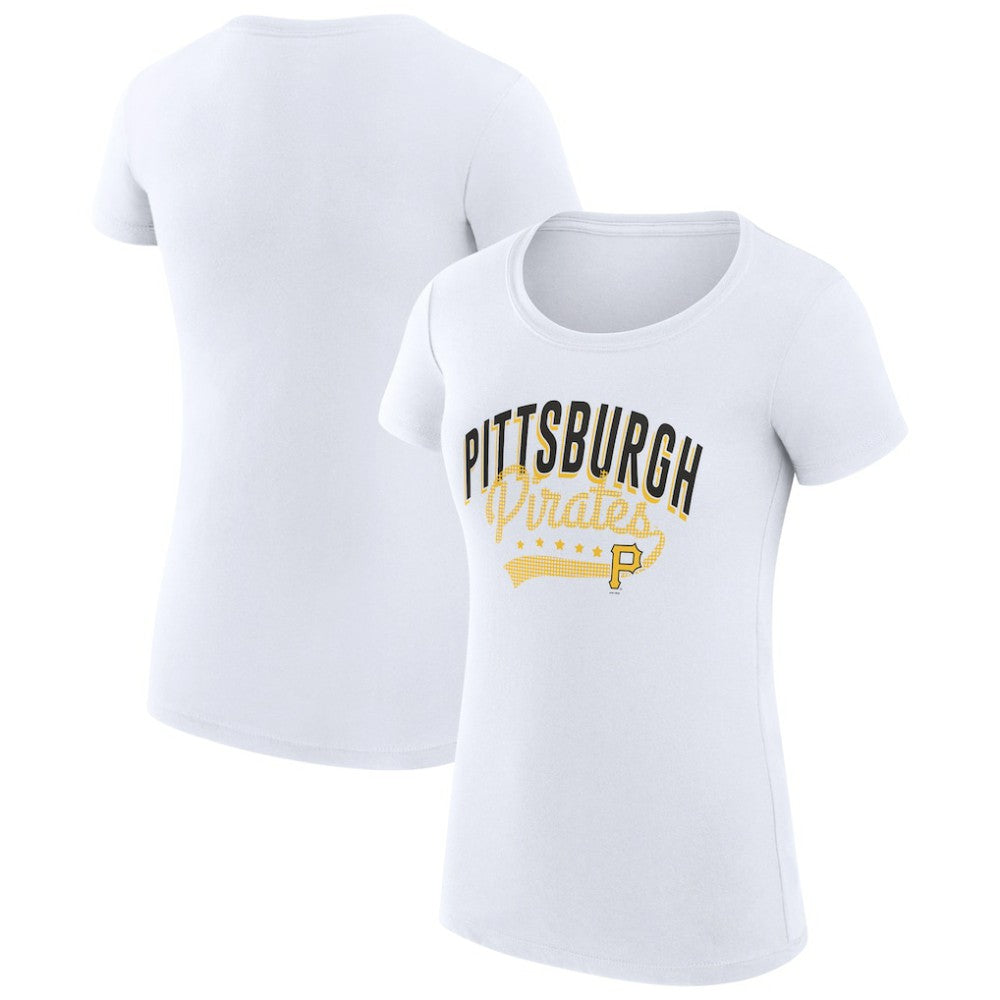 Pittsburgh Pirates G-III 4Her by Carl Banks Women's Super-Slim Fit Lightweight Filigree Team T-Shirt White