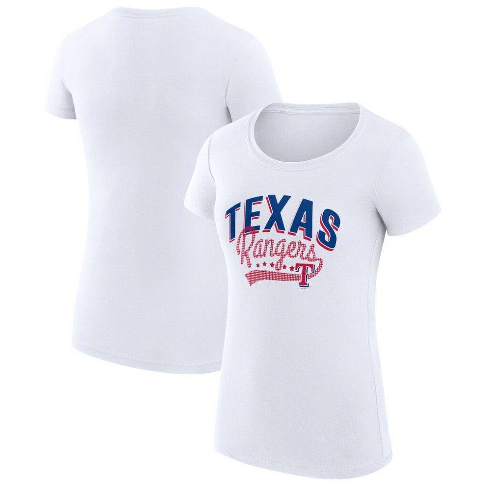 Texas Rangers G-III 4Her by Carl Banks Women's Super-Slim Fit Lightweight Filigree Team T-Shirt White