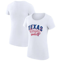 Texas Rangers G-III 4Her by Carl Banks Women's Super-Slim Fit Lightweight Filigree Team T-Shirt White