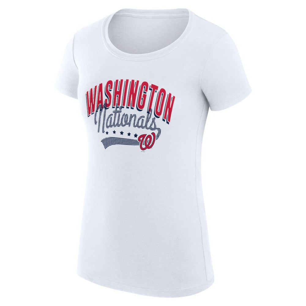 Washington Nationals G-III 4Her by Carl Banks Women's Super-Slim Fit Lightweight Filigree Team T-Shirt White