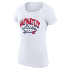 Washington Nationals G-III 4Her by Carl Banks Women's Super-Slim Fit Lightweight Filigree Team T-Shirt White