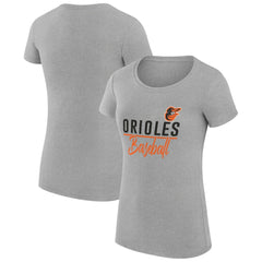 Baltimore Orioles G-III 4Her by Carl Banks Women's Super-Slim Fit Lightweight Team Graphic T-Shirt Heather Gray