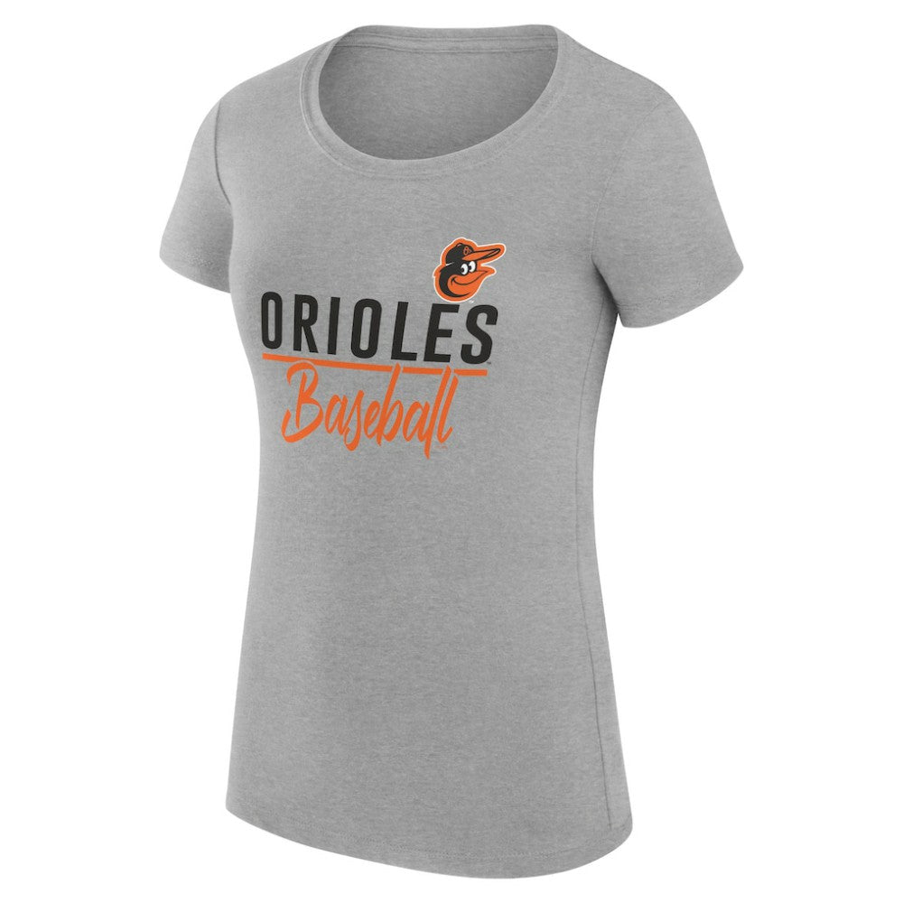 Baltimore Orioles G-III 4Her by Carl Banks Women's Super-Slim Fit Lightweight Team Graphic T-Shirt Heather Gray