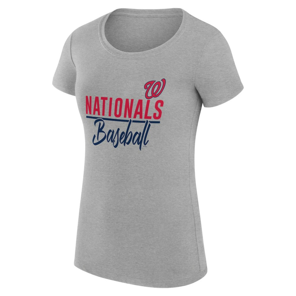 Washington Nationals G-III 4Her by Carl Banks Women's Super-Slim Fit Lightweight Team Graphic T-Shirt Heather Gray