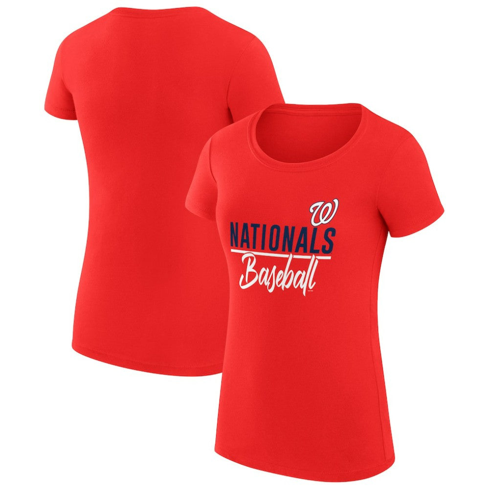 Washington Nationals G-III 4Her by Carl Banks Women's Super-Slim Fit Lightweight Team Graphic T-Shirt Red