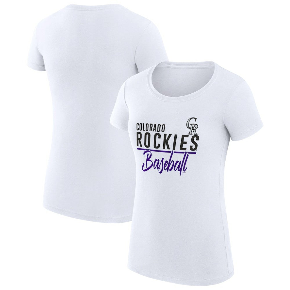 Colorado Rockies G-III 4Her by Carl Banks Women's Super-Slim Fit Lightweight Team Graphic T-Shirt White