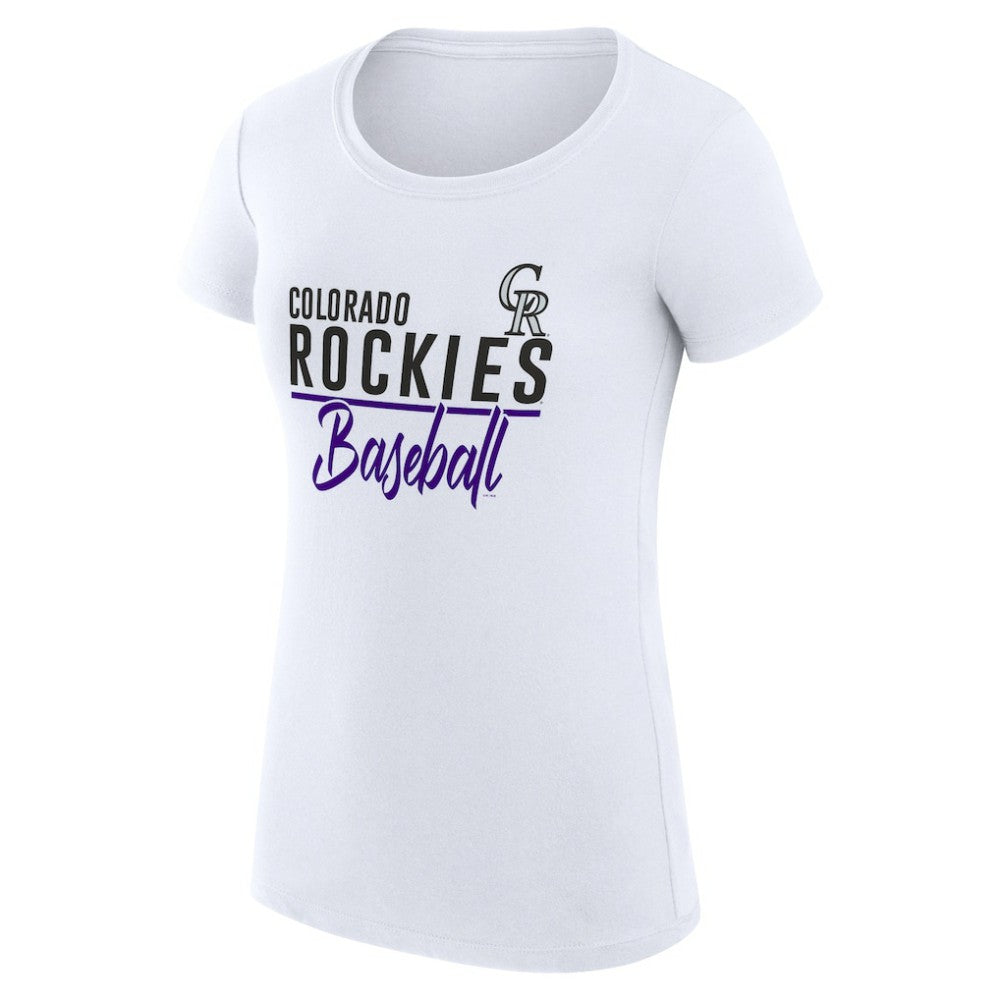 Colorado Rockies G-III 4Her by Carl Banks Women's Super-Slim Fit Lightweight Team Graphic T-Shirt White