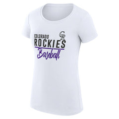 Colorado Rockies G-III 4Her by Carl Banks Women's Super-Slim Fit Lightweight Team Graphic T-Shirt White