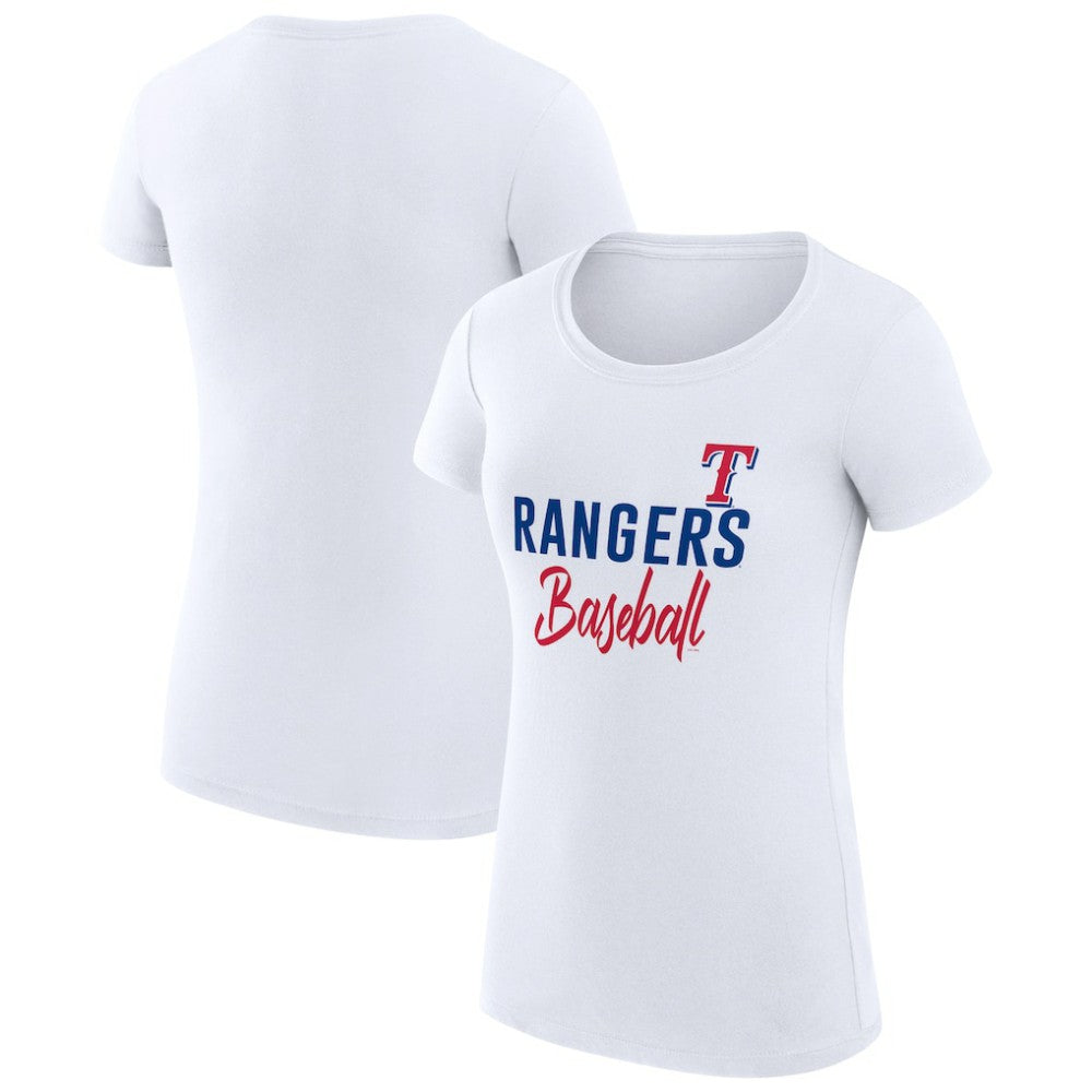 Texas Rangers G-III 4Her by Carl Banks Women's Super-Slim Fit Lightweight Team Graphic T-Shirt White