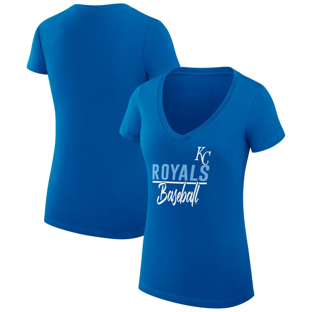 Kansas City Royals G-III 4Her by Carl Banks Women's Super-Slim Fit Lightweight Team Graphic V-Neck T-Shirt Royal