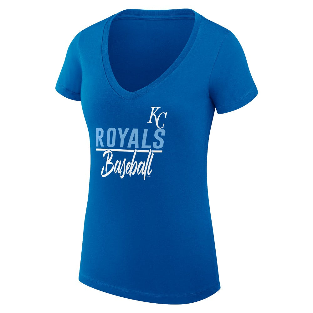 Kansas City Royals G-III 4Her by Carl Banks Women's Super-Slim Fit Lightweight Team Graphic V-Neck T-Shirt Royal