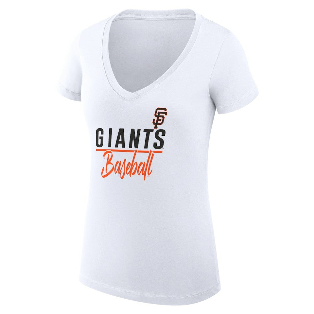 San Francisco Giants G-III 4Her by Carl Banks Women's Super-Slim Fit Lightweight Team Graphic V-Neck T-Shirt White