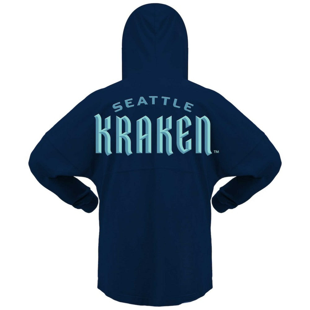 Seattle Kraken Fanatics Women's Jersey Lace-Up V-Neck Long Sleeve Hoodie T-Shirt - Deep Sea Blue T-shirts