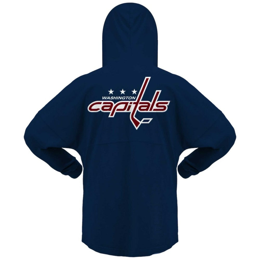 Washington Capitals Fanatics Women's Jersey Lace-Up V-Neck Long Sleeve Hoodie T-Shirt - Navy T-shirts