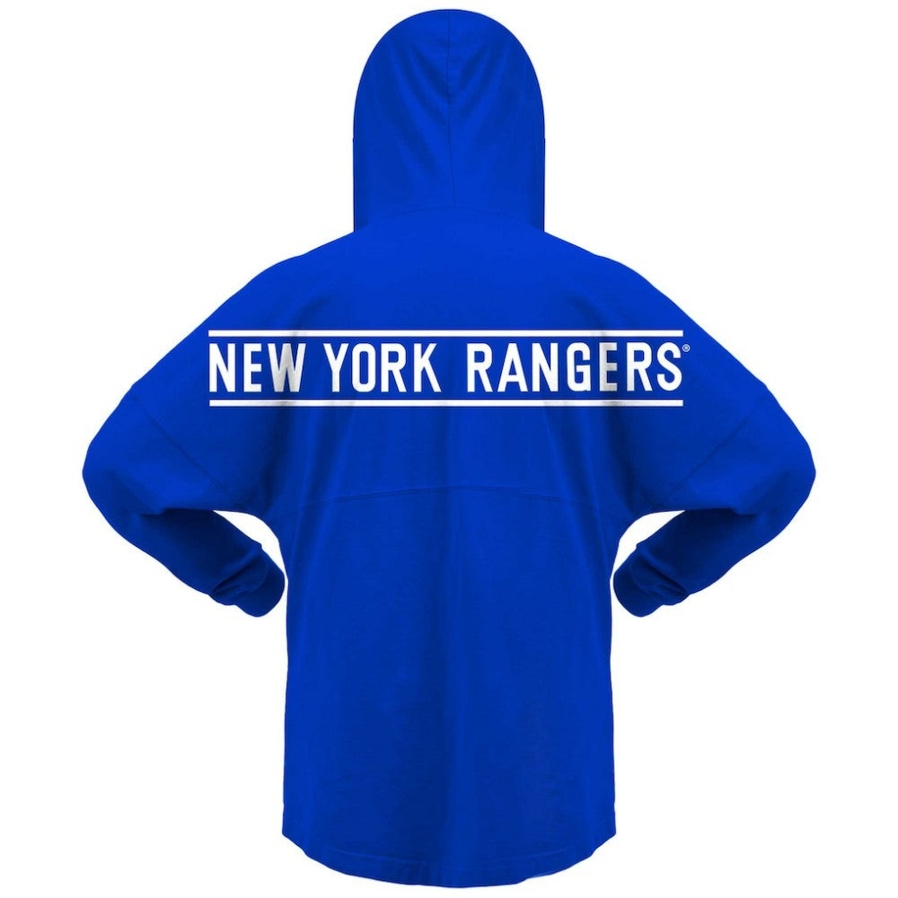 New York Rangers Fanatics Women's Jersey Lace-Up V-Neck Long Sleeve Hoodie T-Shirt - Blue T-shirts