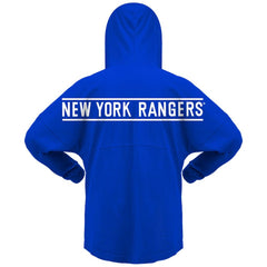 New York Rangers Fanatics Women's Jersey Lace-Up V-Neck Long Sleeve Hoodie T-Shirt - Blue T-shirts