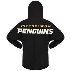 Pittsburgh Penguins Fanatics Women's Jersey Lace-Up V-Neck Long Sleeve Hoodie T-Shirt - Black T-shirts