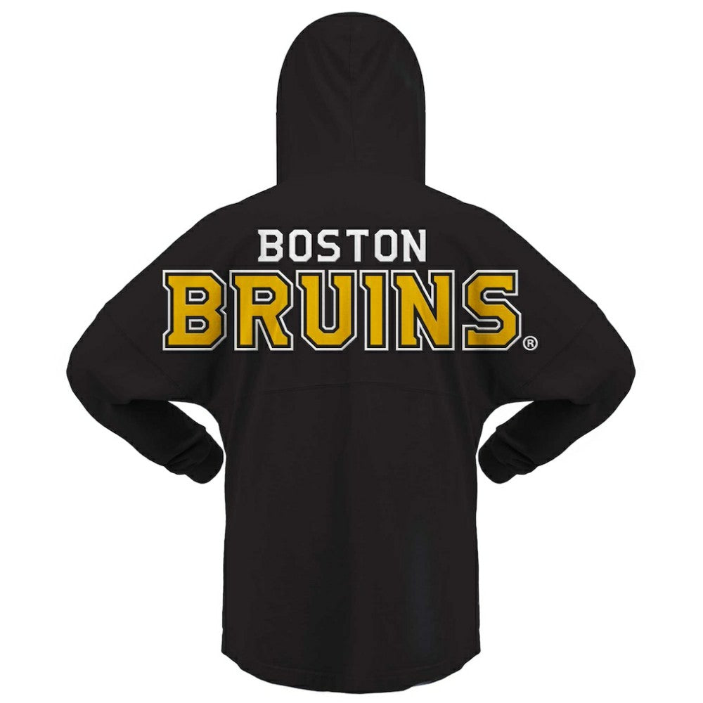 Boston Bruins Fanatics Women's Jersey Lace-Up V-Neck Long Sleeve Hoodie T-Shirt - Black T-shirts