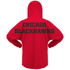 Chicago Blackhawks Fanatics Women's Jersey Lace-Up V-Neck Long Sleeve Hoodie T-Shirt - Red T-shirts