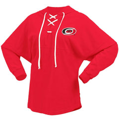 Carolina Hurricanes Fanatics Women's Jersey Lace-Up V-Neck Long Sleeve Hoodie T-Shirt - Red T-shirts