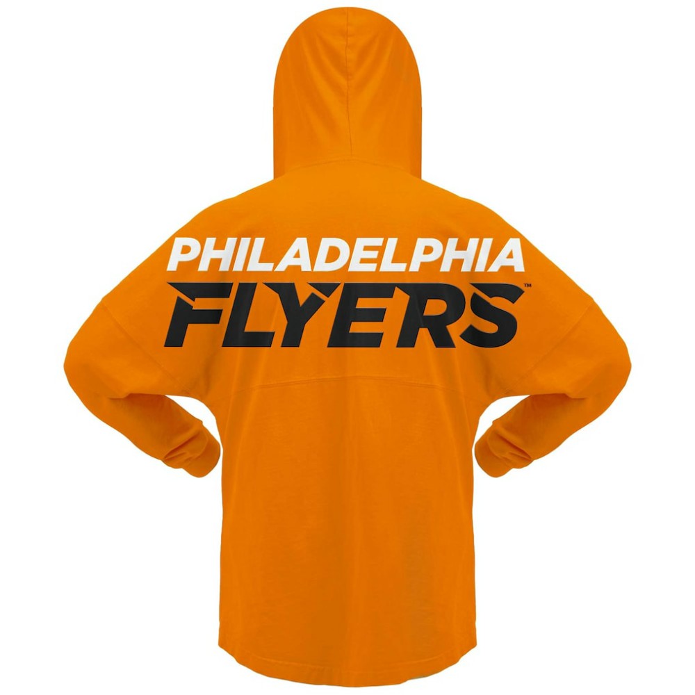 Philadelphia Flyers Fanatics Women's Jersey Lace-Up V-Neck Long Sleeve Hoodie T-Shirt - Orange T-shirts