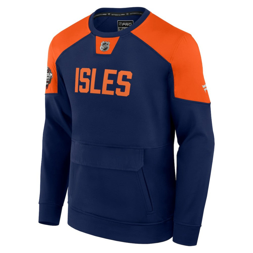 New York Islanders Fanatics 2024 NHL Stadium Series Authentic Pro Fleece Logo Pullover Sweatshirt - Navy Sweatshirts