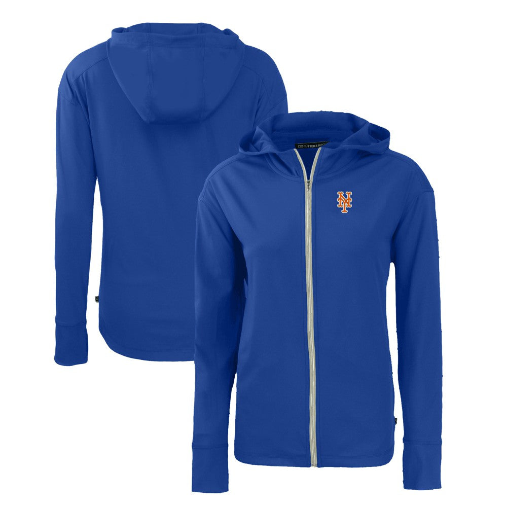 New York Mets Cutter & Buck Women's Daybreak Eco Recycled Full-Zip Hoodie Royal