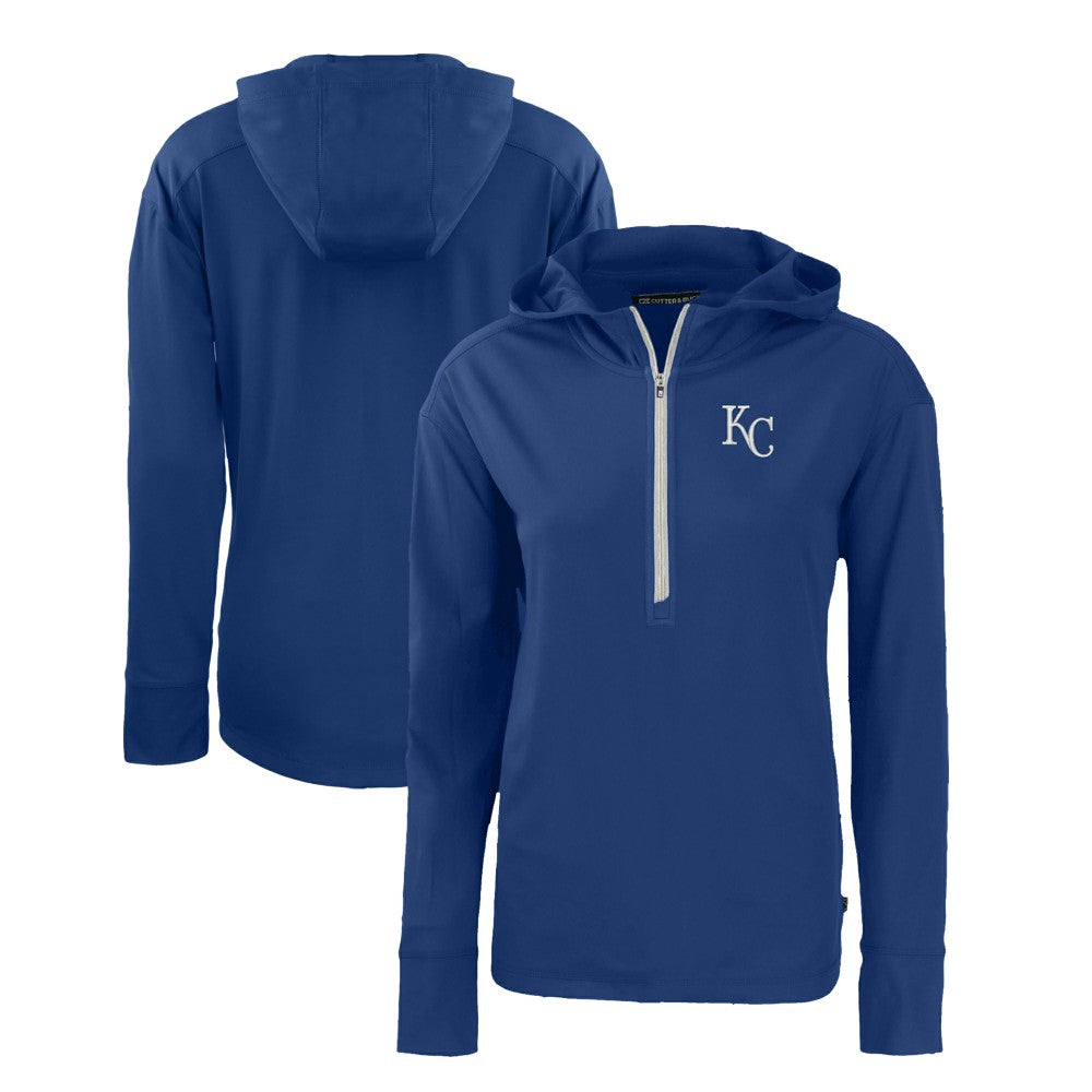 Kansas City Royals Cutter & Buck Women's Daybreak Eco Recycled Half-Zip Hoodie Royal