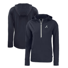 Atlanta Braves Cutter & Buck Women's Daybreak Eco Recycled Half-Zip Hoodie Navy