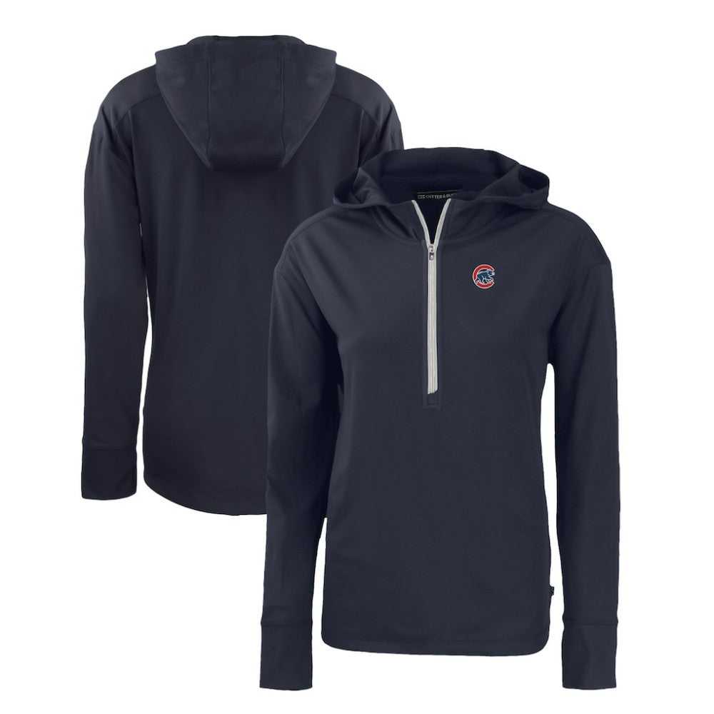 Chicago Cubs Cutter & Buck Women's Daybreak Eco Recycled Half-Zip Hoodie Navy