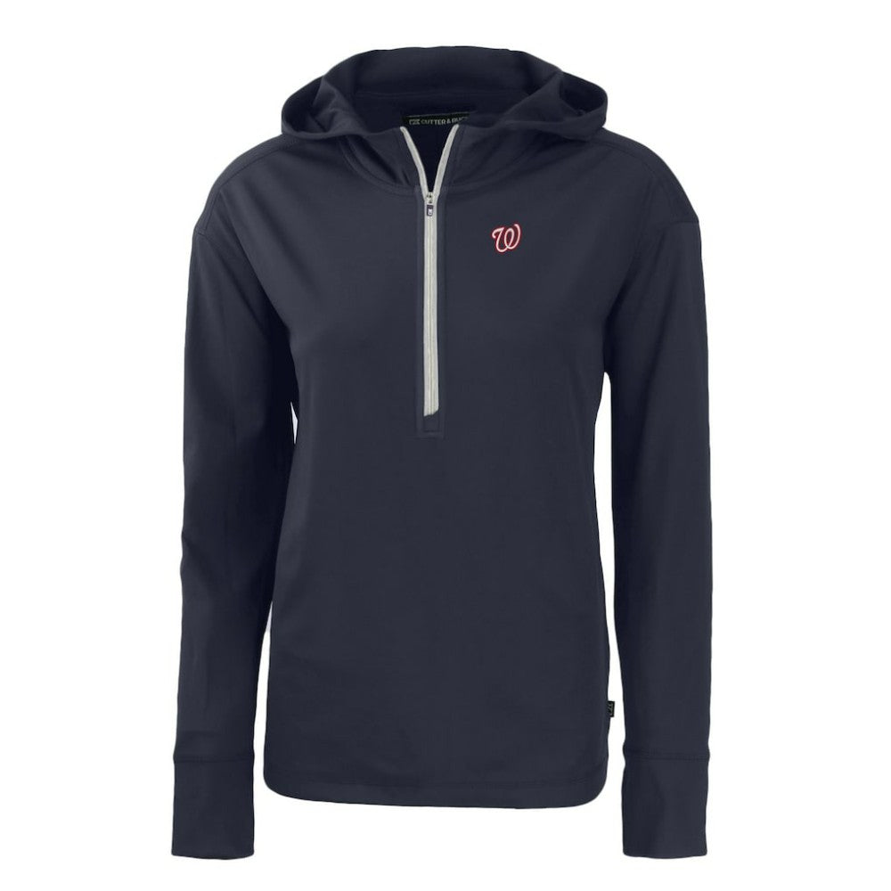 Washington Nationals Cutter & Buck Women's Daybreak Eco Recycled Half-Zip Hoodie Navy