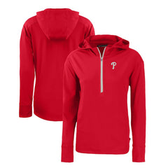 Philadelphia Phillies Cutter & Buck Women's Daybreak Eco Recycled Half-Zip Hoodie Red