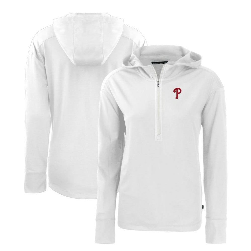 Philadelphia Phillies Cutter & Buck Women's Daybreak Eco Recycled Half-Zip Hoodie White