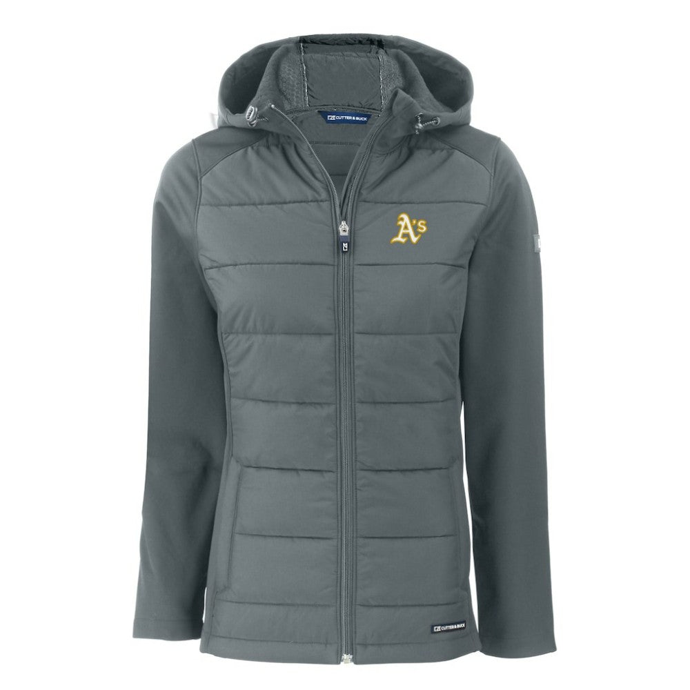 Athletics Cutter & Buck Women's Evoke Hybrid Eco Softshell Recycled Full-Zip Hoodie Jacket Steel