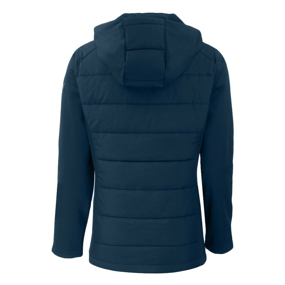 New York Yankees Cutter & Buck Women's Evoke Hybrid Eco Softshell Recycled Full-Zip Hoodie Jacket Navy