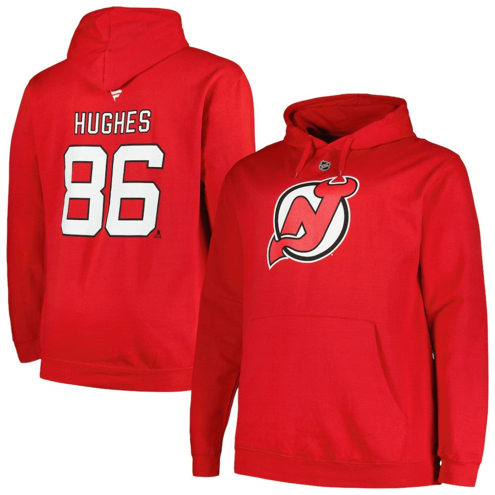 Jack Hughes New Jersey Devils Profile Big & Tall Name & Number Pullover Hoodie - Red Jerseys
