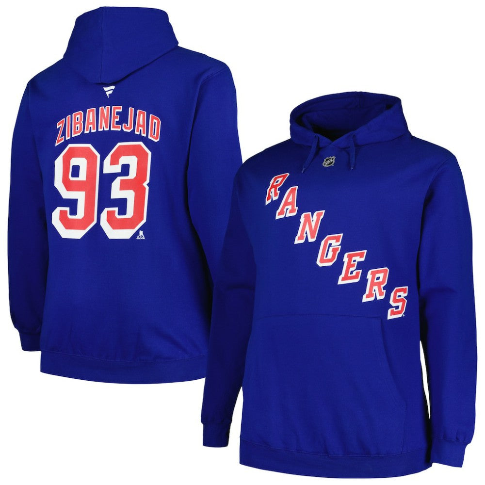 Mika Zibanejad New York Rangers Profile Big & Tall Name & Number Pullover Hoodie - Blue Hoodies