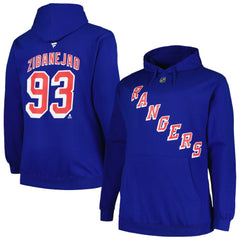 Mika Zibanejad New York Rangers Profile Big & Tall Name & Number Pullover Hoodie - Blue Hoodies
