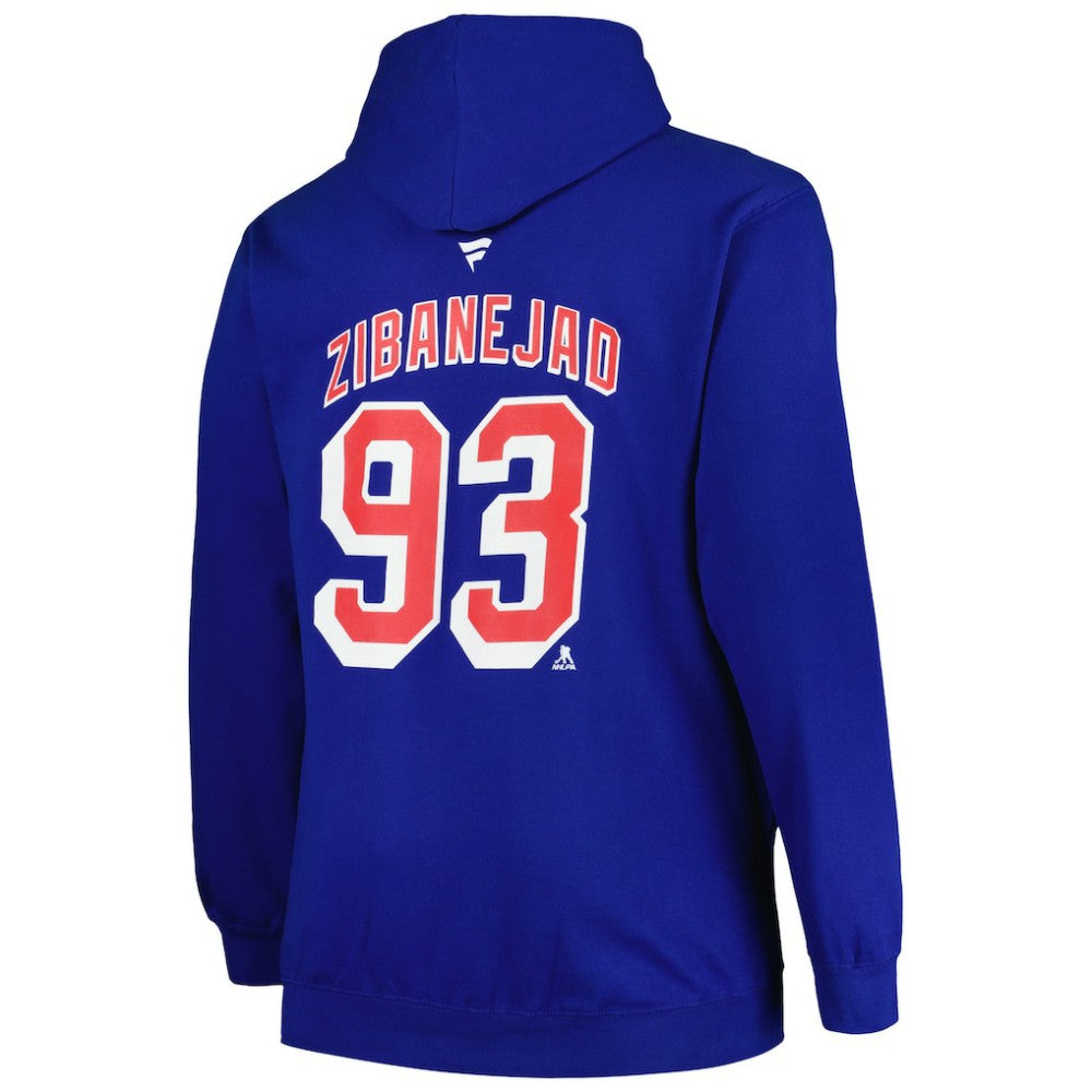 Mika Zibanejad New York Rangers Profile Big & Tall Name & Number Pullover Hoodie - Blue Hoodies