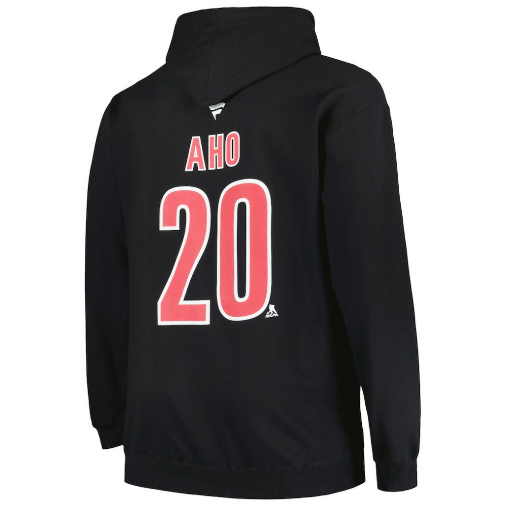 Sebastian Aho Carolina Hurricanes Profile Big & Tall Name & Number Pullover Hoodie - Black Hoodies