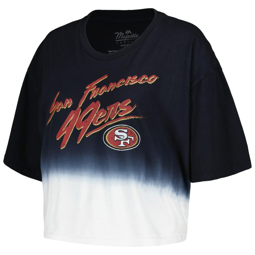 Christian McCaffrey San Francisco 49ers Majestic Threads Women's Dip-Dye Player Name & Number Crop Top - Black/White discount